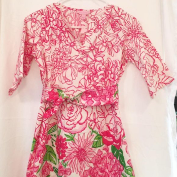 NWT Lilly Pulitzer Dress L 8/10 Pink Floral Kimono